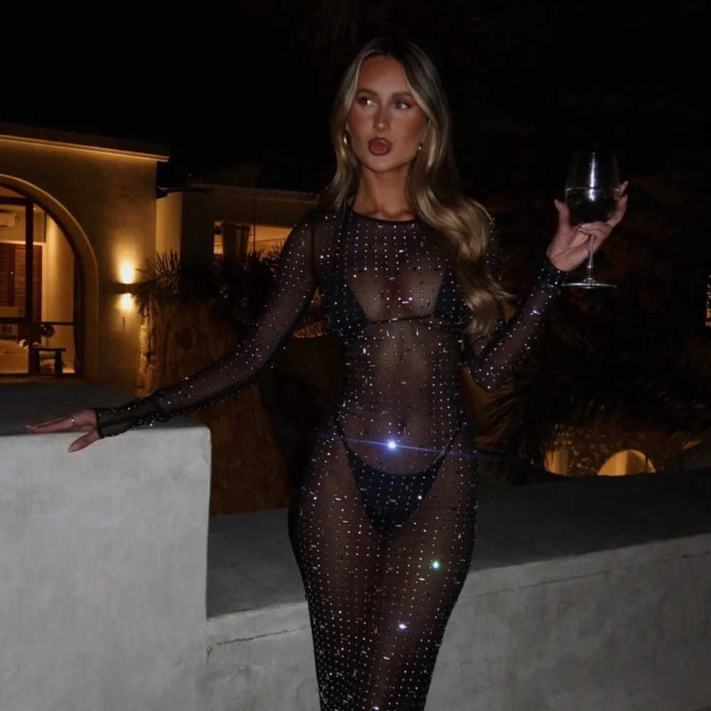 BLACK SPARKL MAXI DRESS - Picture 3 of 3
